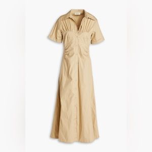 Nicholas tan poplin corset maxi dress